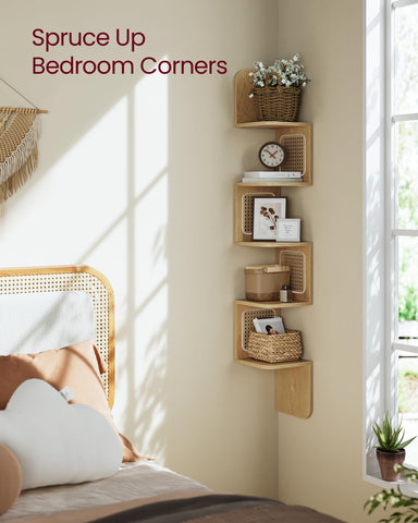 VASAGLE PVC rattan sides add texture to the corner display.