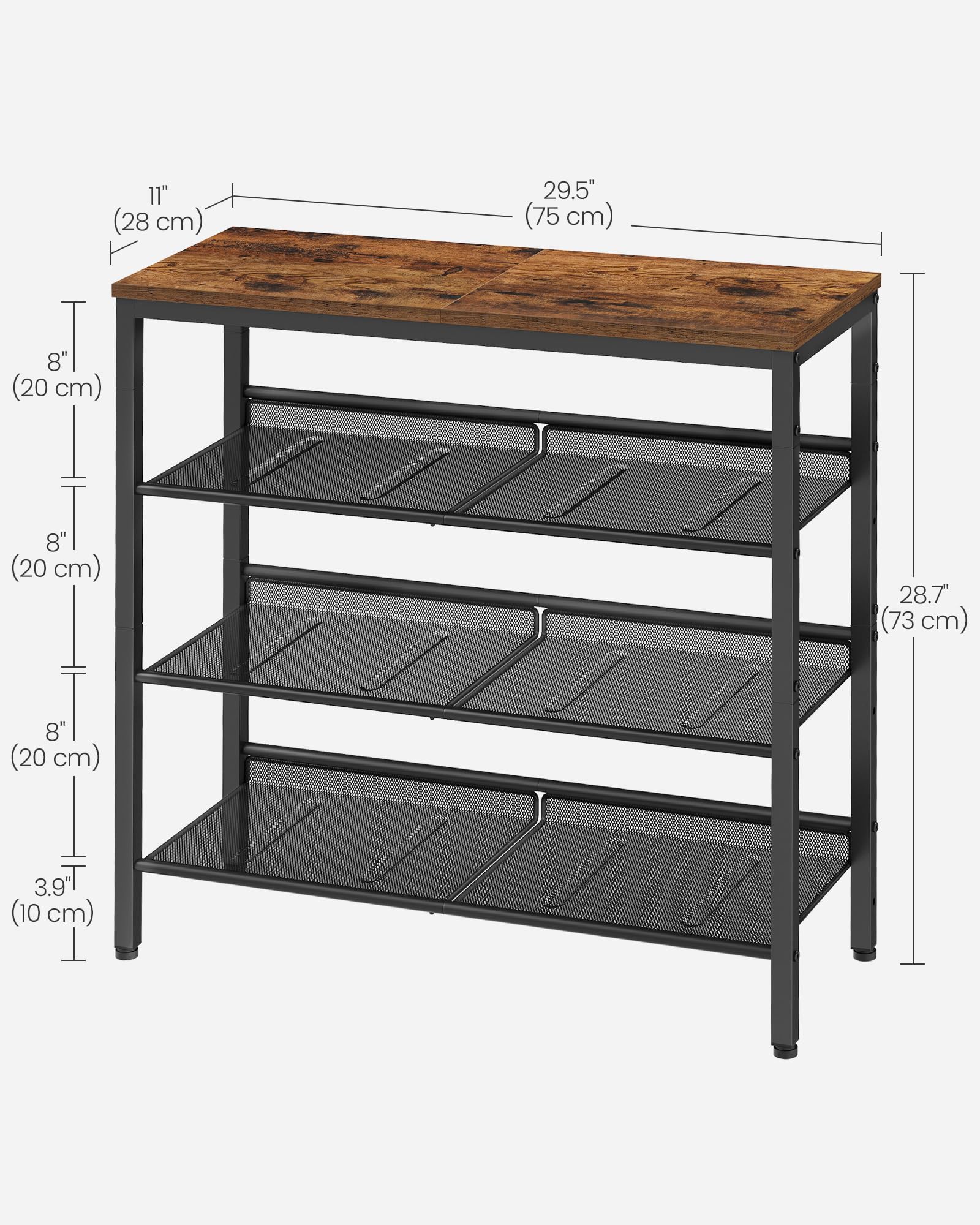 VASAGLE raised-edge shelves prevent slipping and protect walls