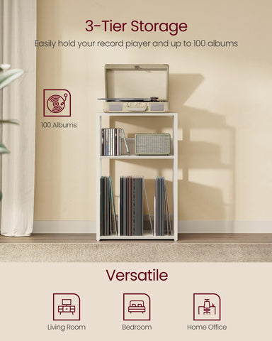 VASAGLE Record Player Stand dense mesh prevents items from falling off.