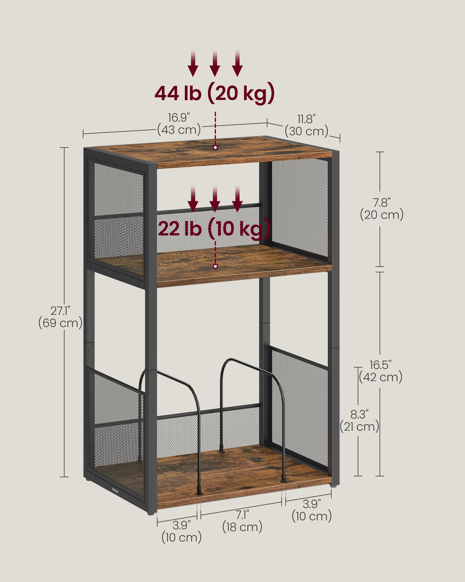 VASAGLE record player stand removable dividers customize storage space for your collection.