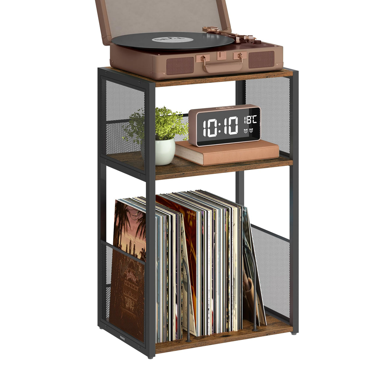 VASAGLE record player stand top table offers a stable surface for your turntable and accessories.