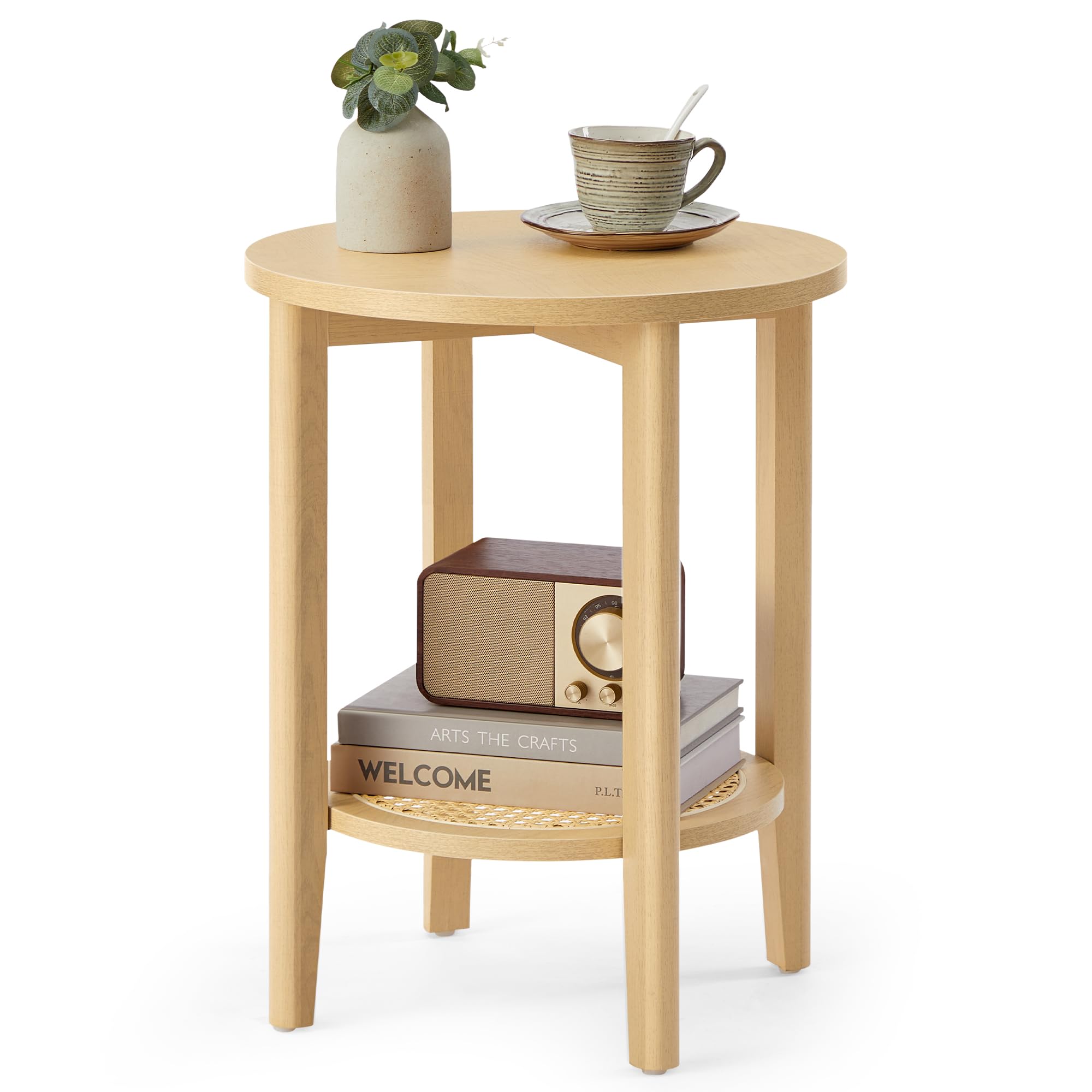 VASAGLE round side end table with boho silhouette for warm living room styling