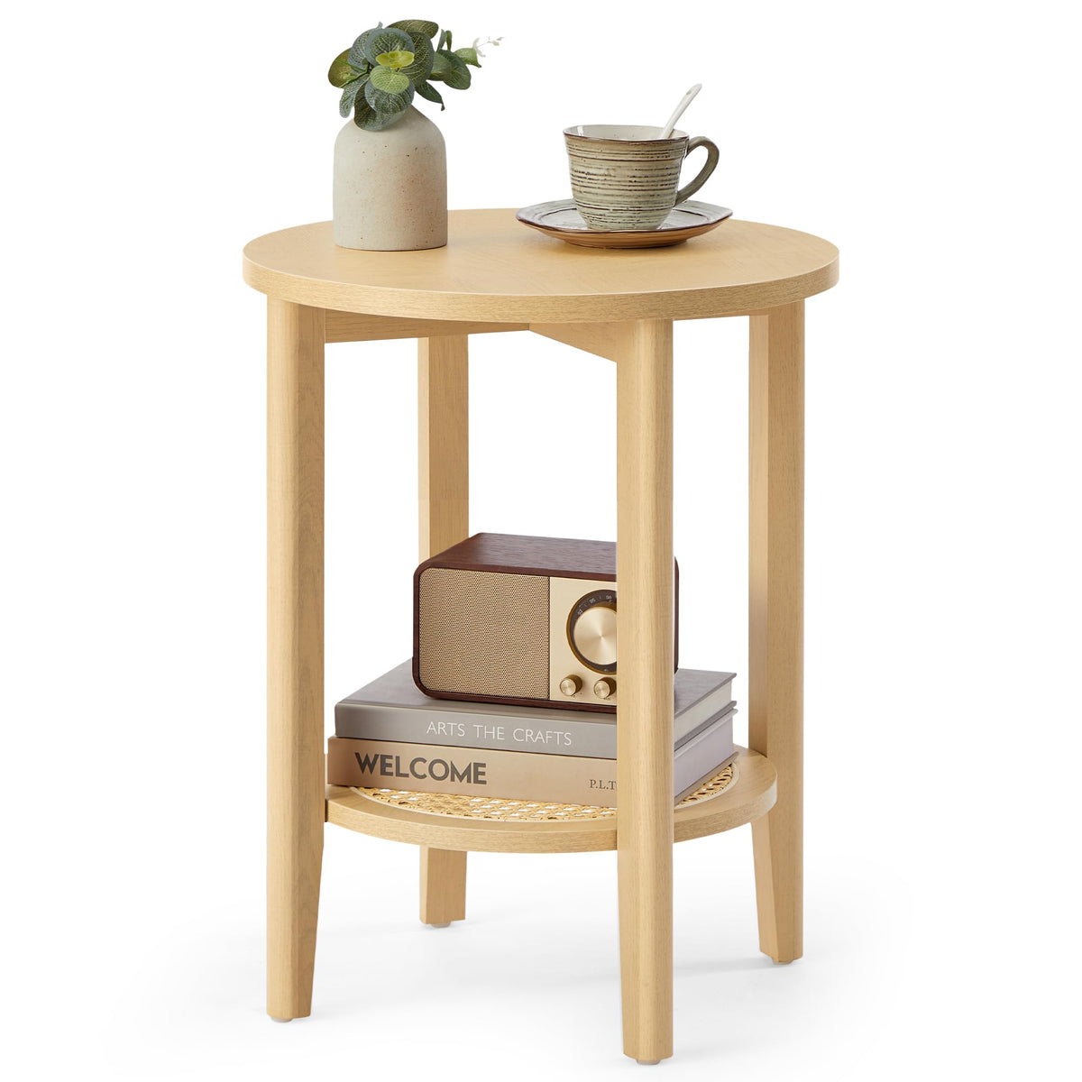 VASAGLE round side end table with boho silhouette for warm living room styling