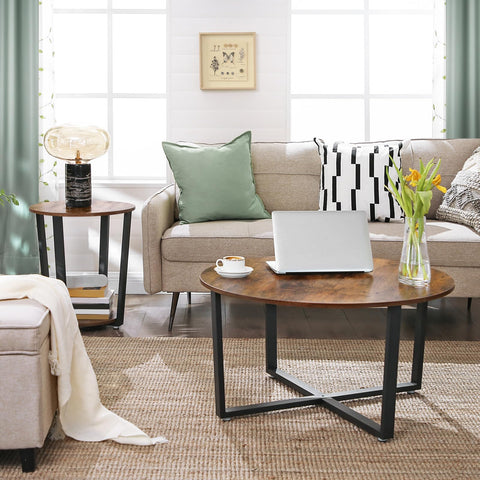 VASAGLE round side table rustic brown top adds warm elegance to bedrooms