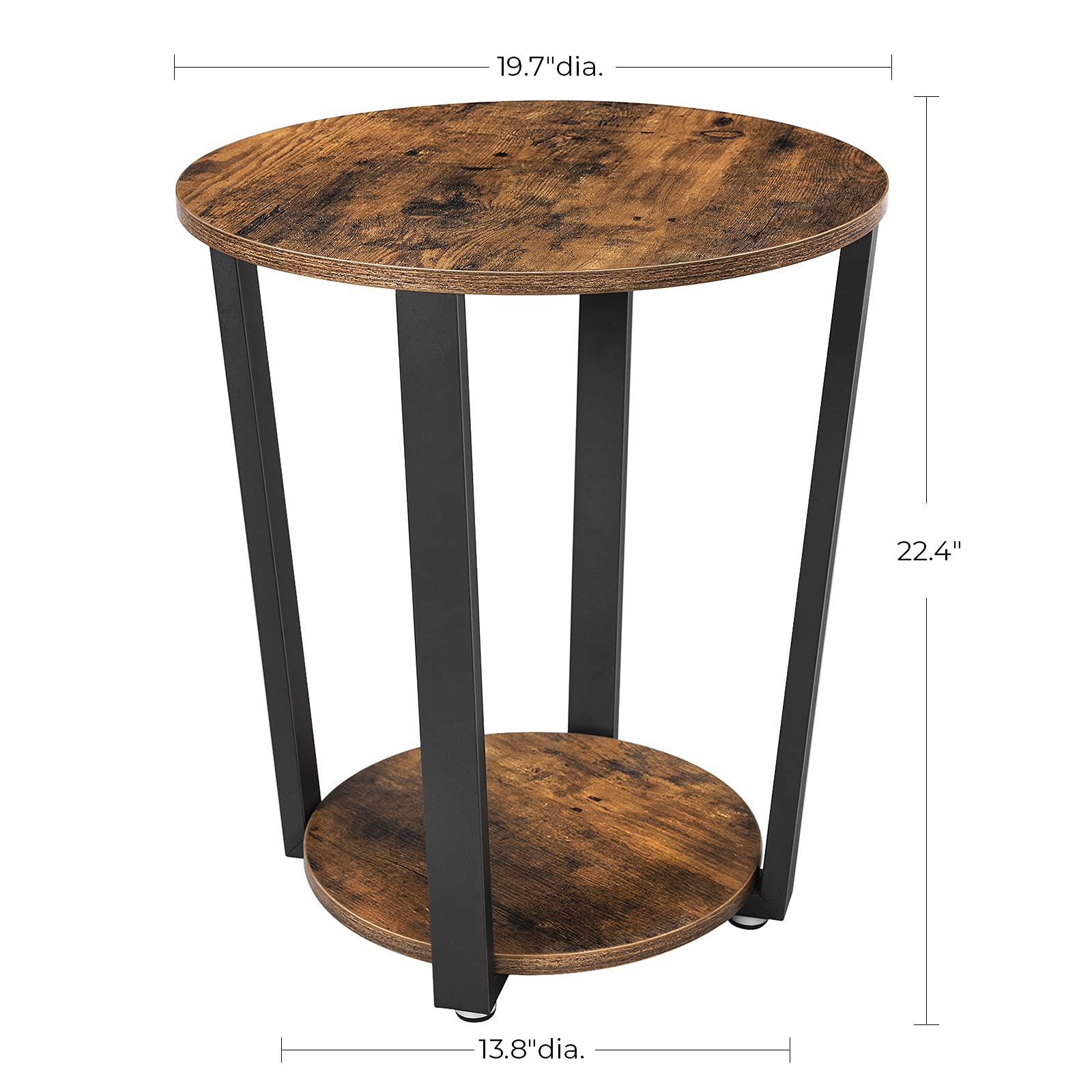 VASAGLE round side table storage shelf for magazines and decor