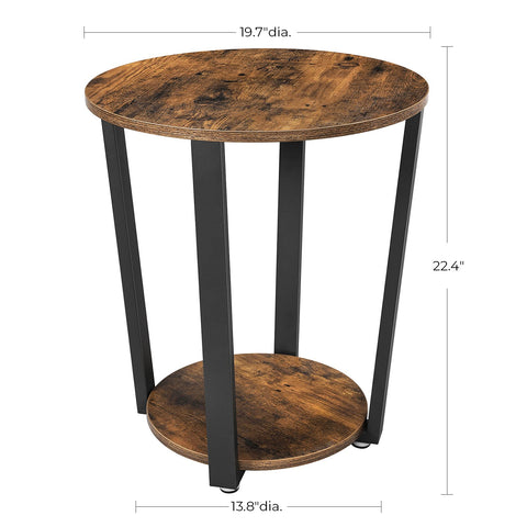 VASAGLE round side table storage shelf for magazines and decor