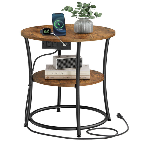 VASAGLE round side table top view shows a sturdy steel frame and a spacious top surface.