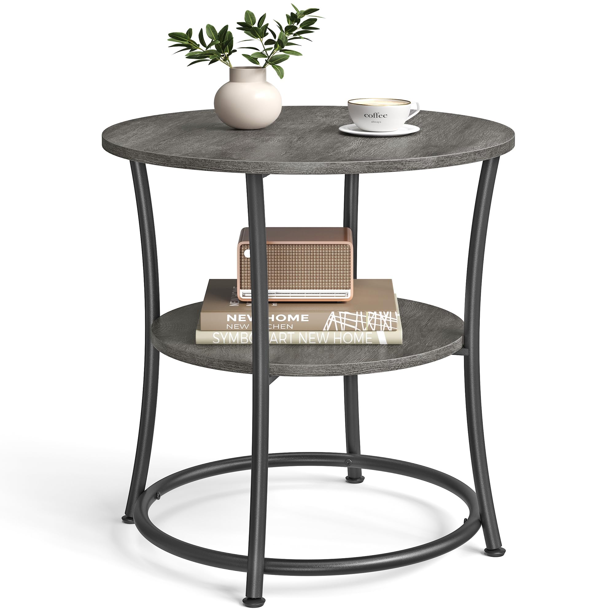 VASAGLE round side table top view shows a sturdy surface for drinks and decor