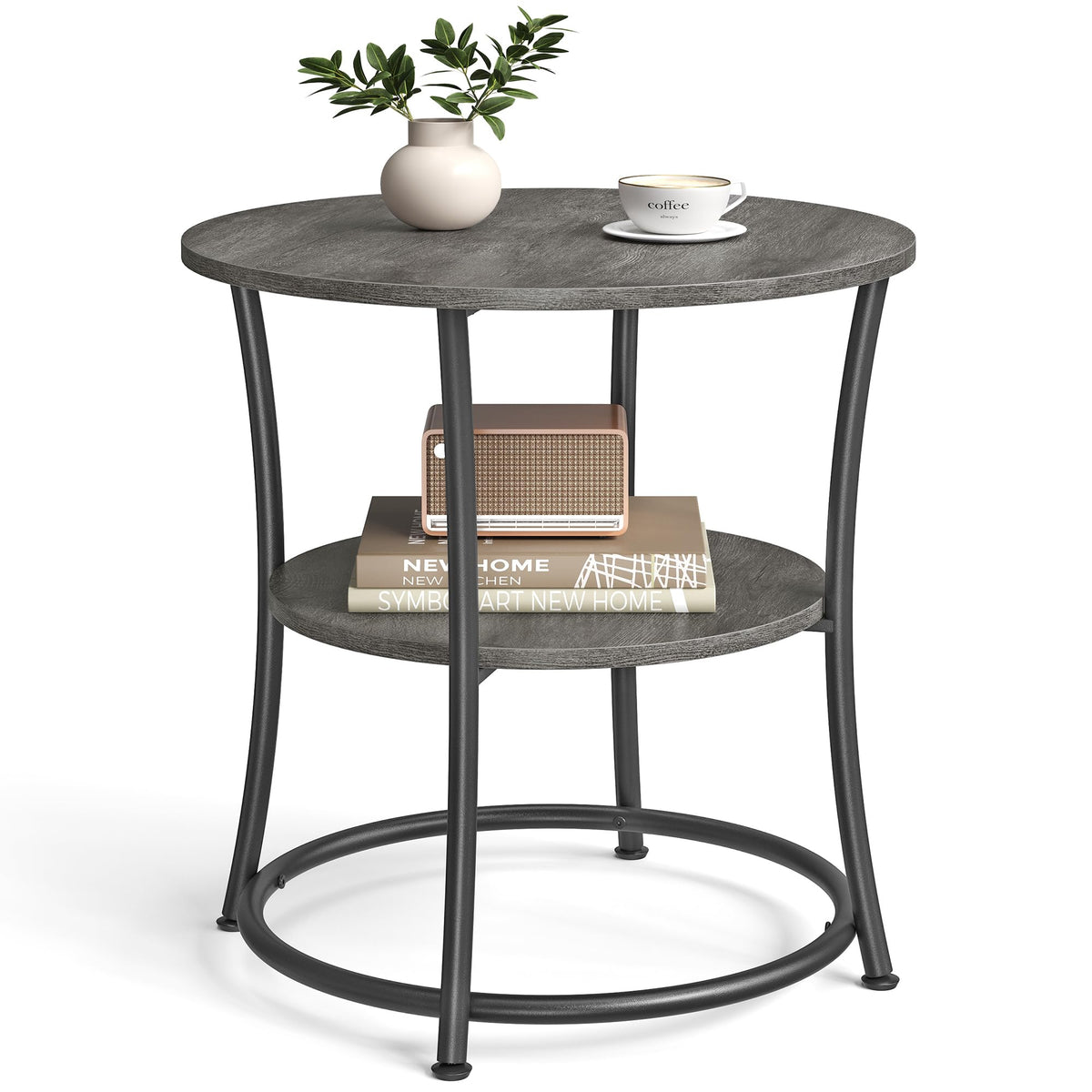 VASAGLE round side table top view shows a sturdy surface for drinks and decor