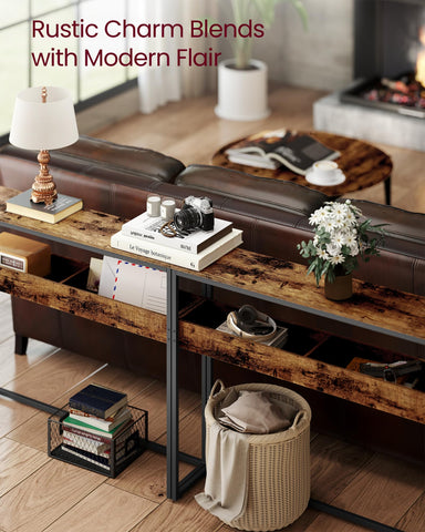 VASAGLE rustic brown and ink black finish adds versatile style.
