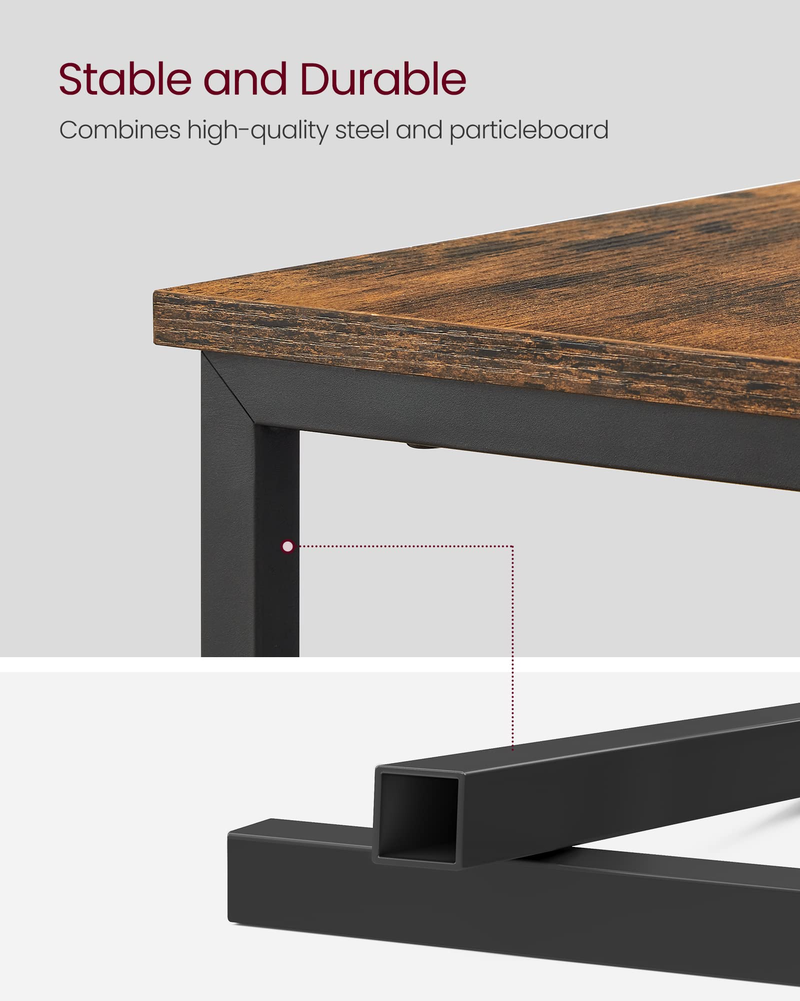 VASAGLE rustic brown and ink black finish complements interiors
