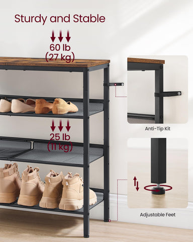 VASAGLE rustic brown and ink black finish adds style