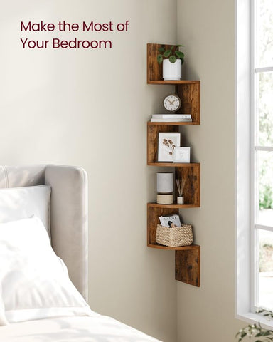VASAGLE rustic brown shelf displays books and decor neatly