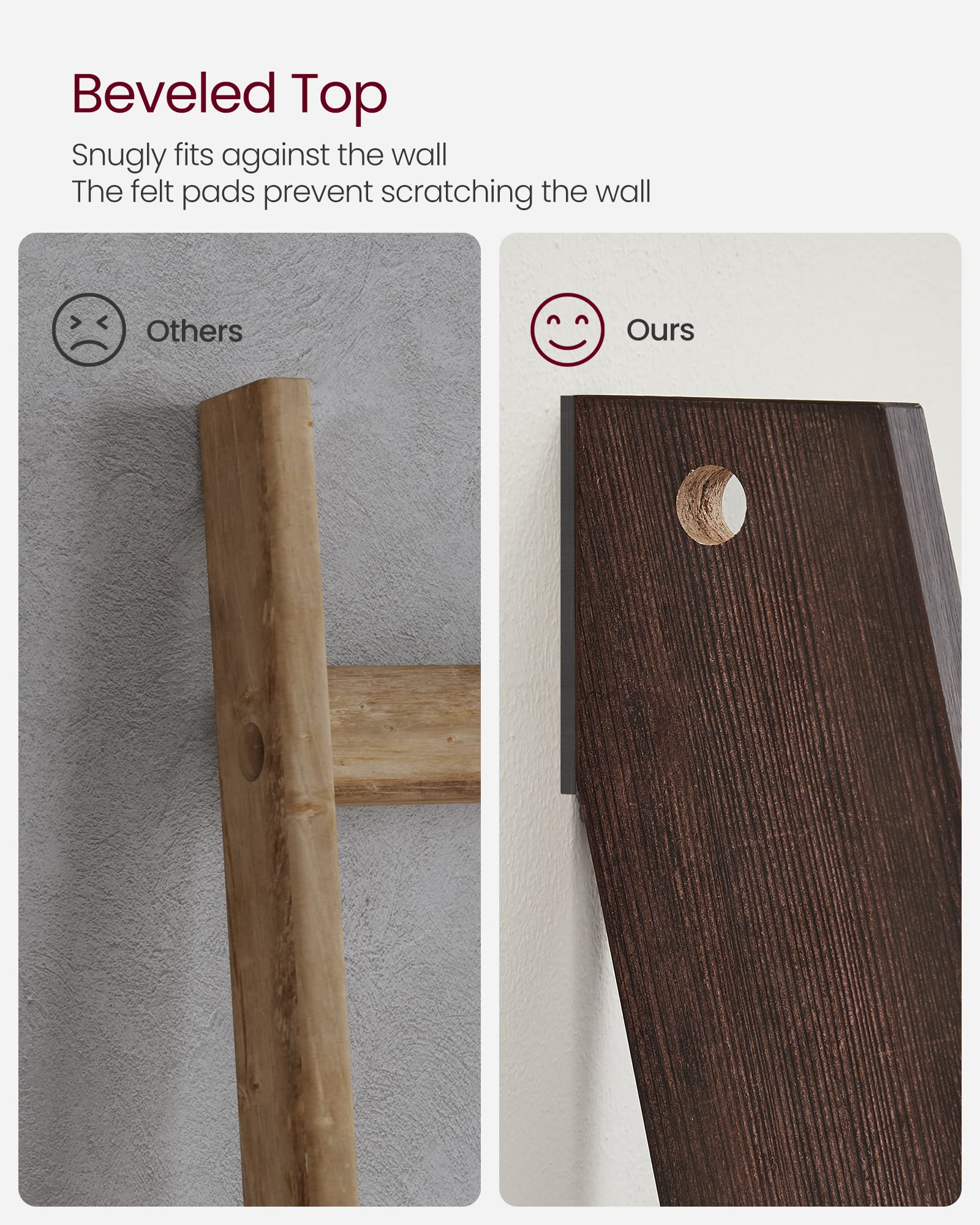 VASAGLE rustic maroon brown finish adds warm farmhouse charm