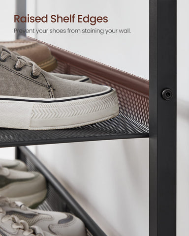 VASAGLE shelves with 8-inch spacing fit heels and tall sneakers comfortably.
