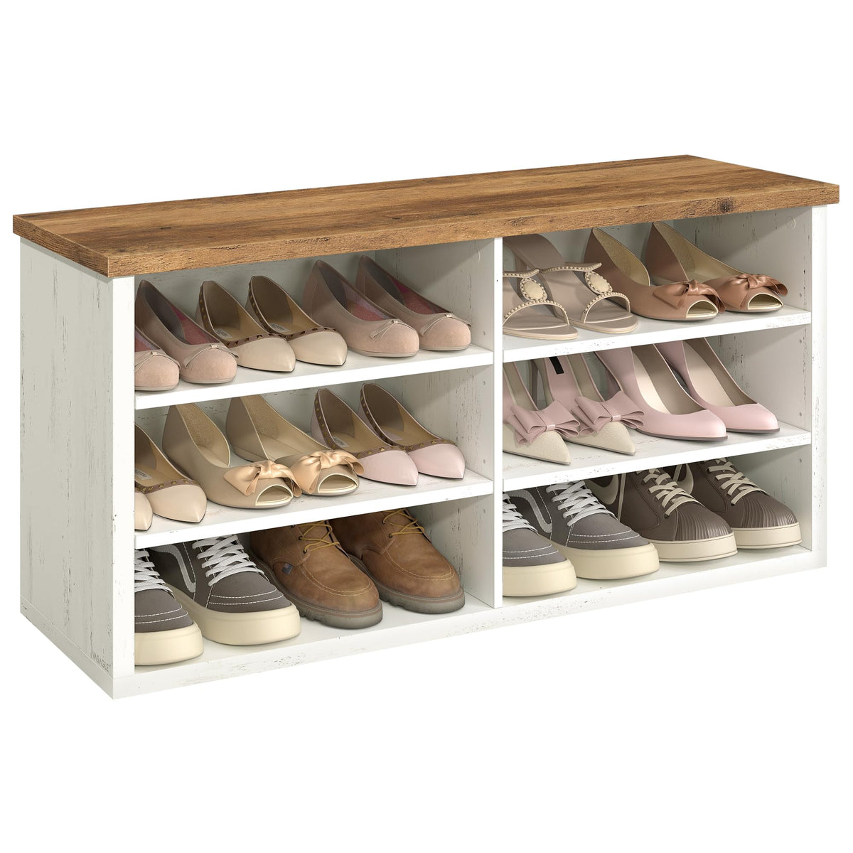 VASAGLE shoe bench with six compartments for organized entryway storage
