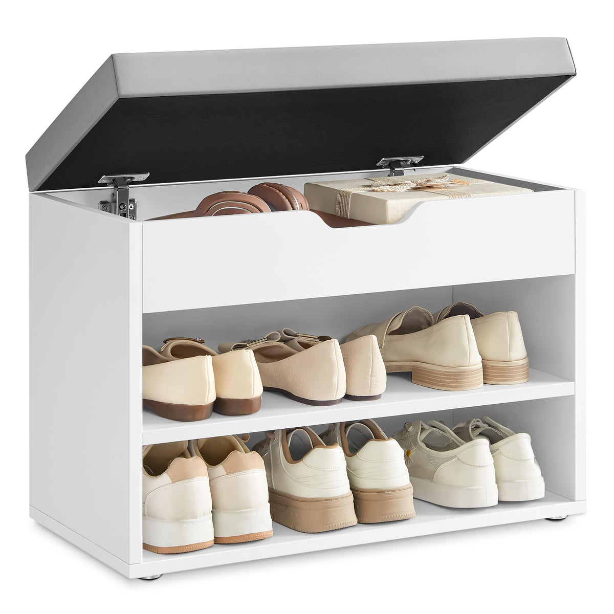 VASAGLE shoe bench padded seat for comfortable entryway seating and quick shoe changes