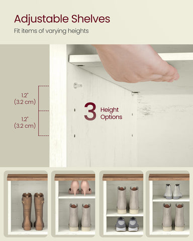 Sturdy 0.9 inch top panel on the VASAGLE shoe bench supports seating