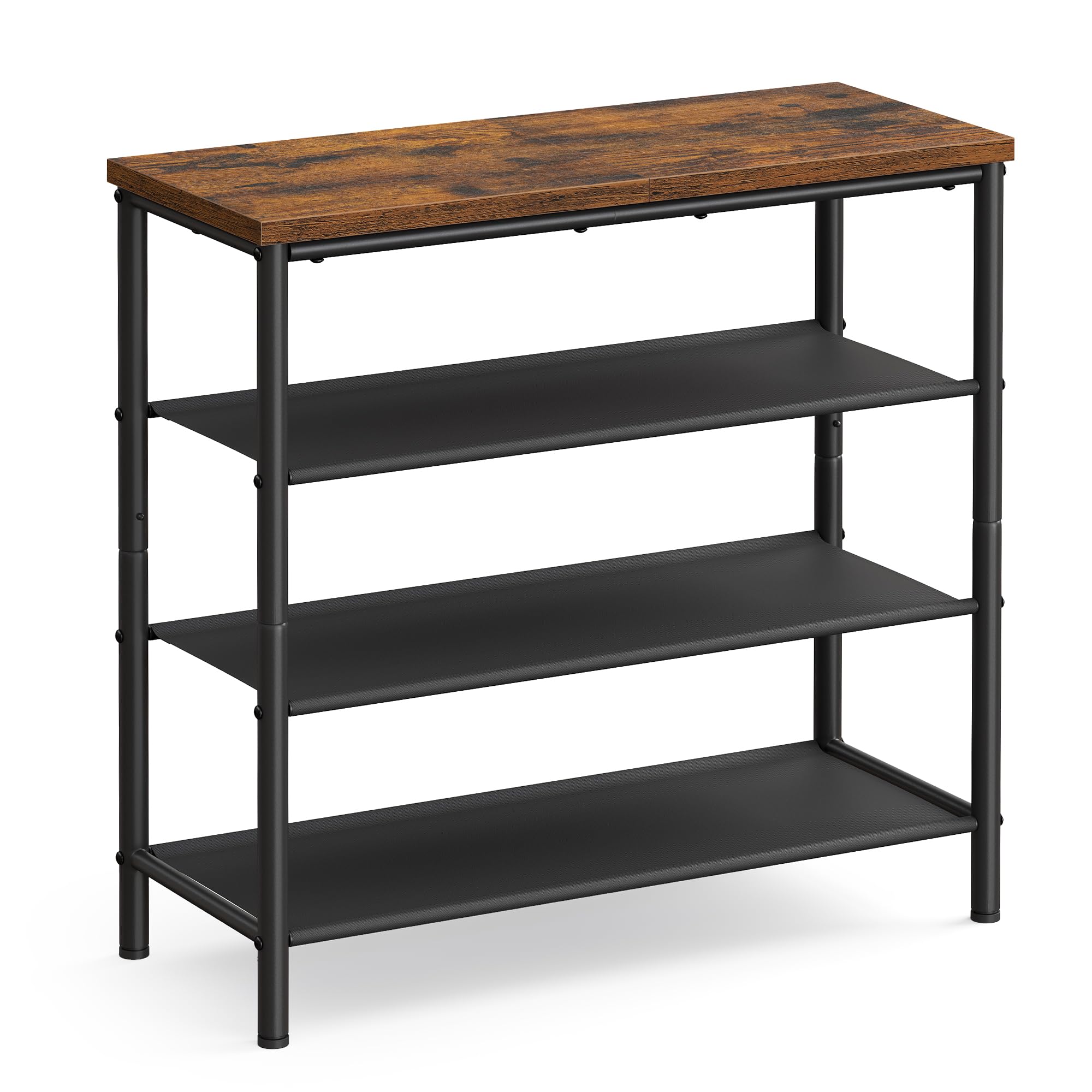 VASAGLE shoe rack with 4-tier steel frame keeps entryway shoes neatly organized.