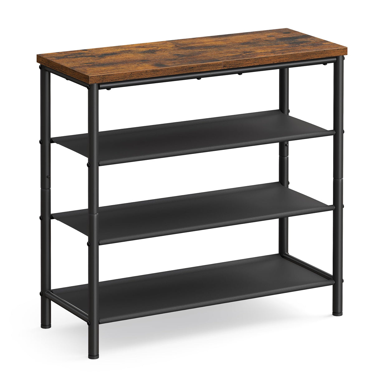 VASAGLE shoe rack with 4-tier steel frame keeps entryway shoes neatly organized.