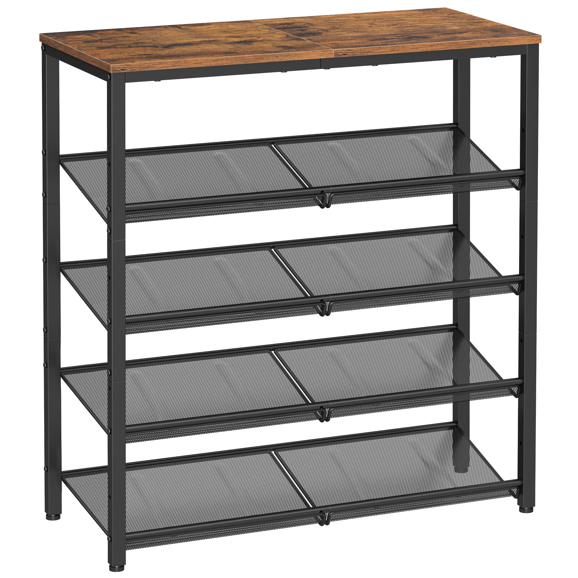 VASAGLE shoe rack 5-tier assembly demonstrates quick setup for a tidy entryway.