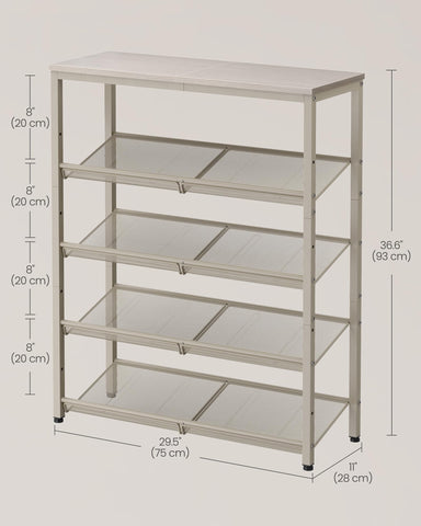 VASAGLE angle adjustment holes enable heels and high tops storage flexibility.