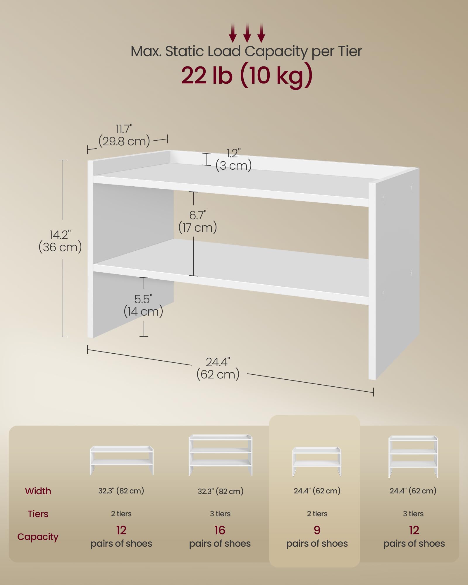 VASAGLE shoe rack surface for easy cleaning and quick wipe-downs
