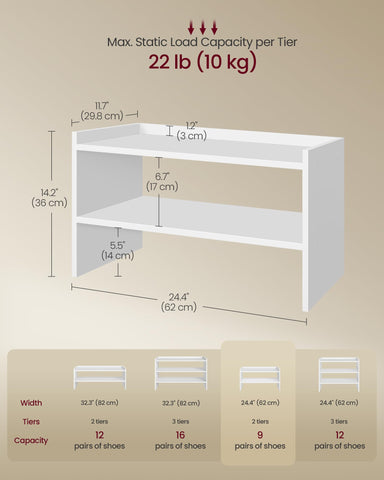 VASAGLE shoe rack surface for easy cleaning and quick wipe-downs