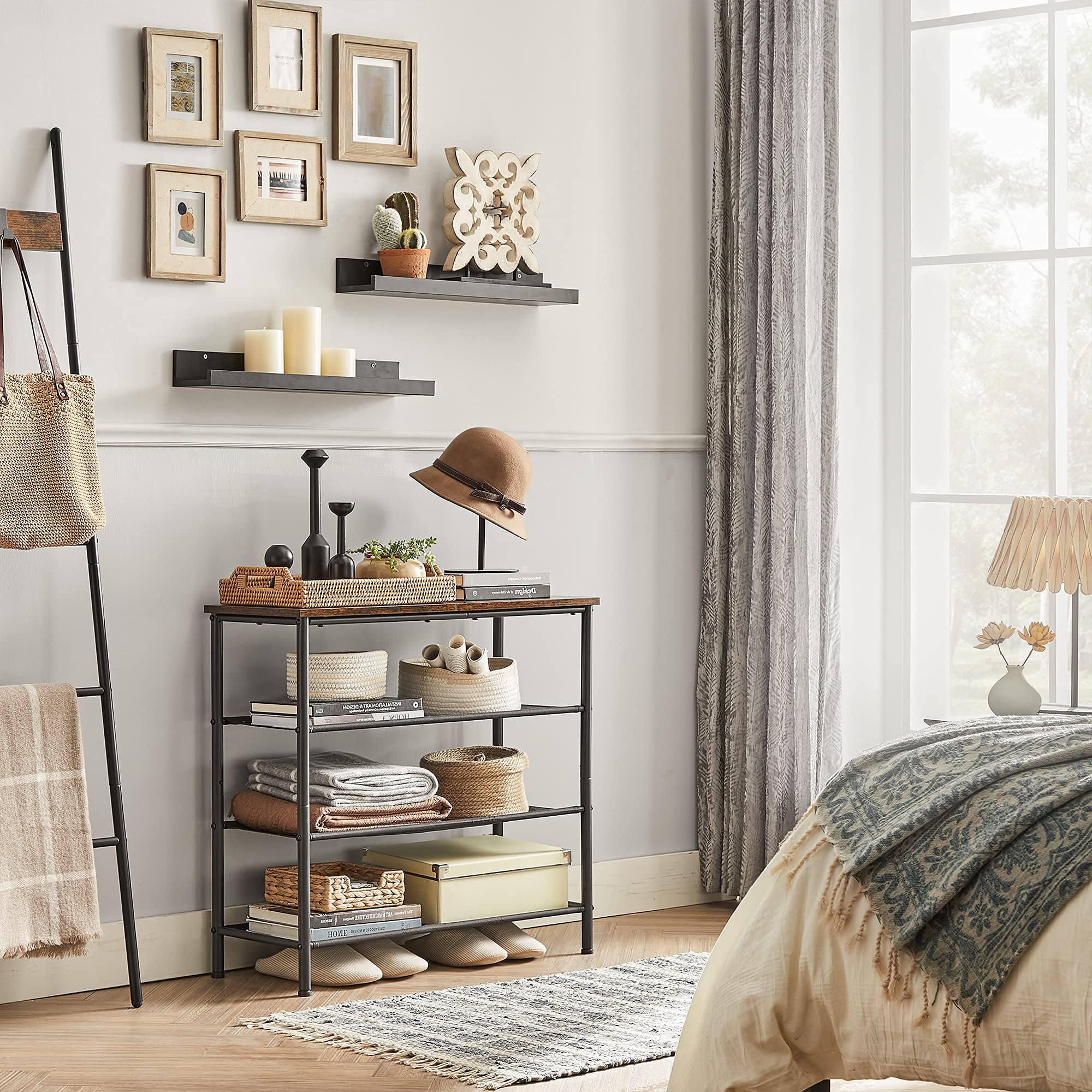VASAGLE entryway setup showcases industrial-rustic style while maximizing storage.