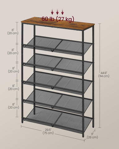 VASAGLE shoe rack labeled parts simplify assembly for faster setup