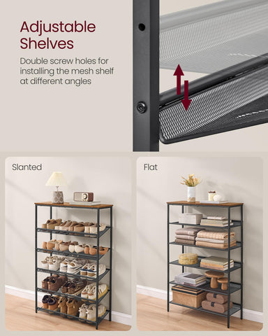 VASAGLE shoe rack raised-edge shelves prevent slips and protect walls