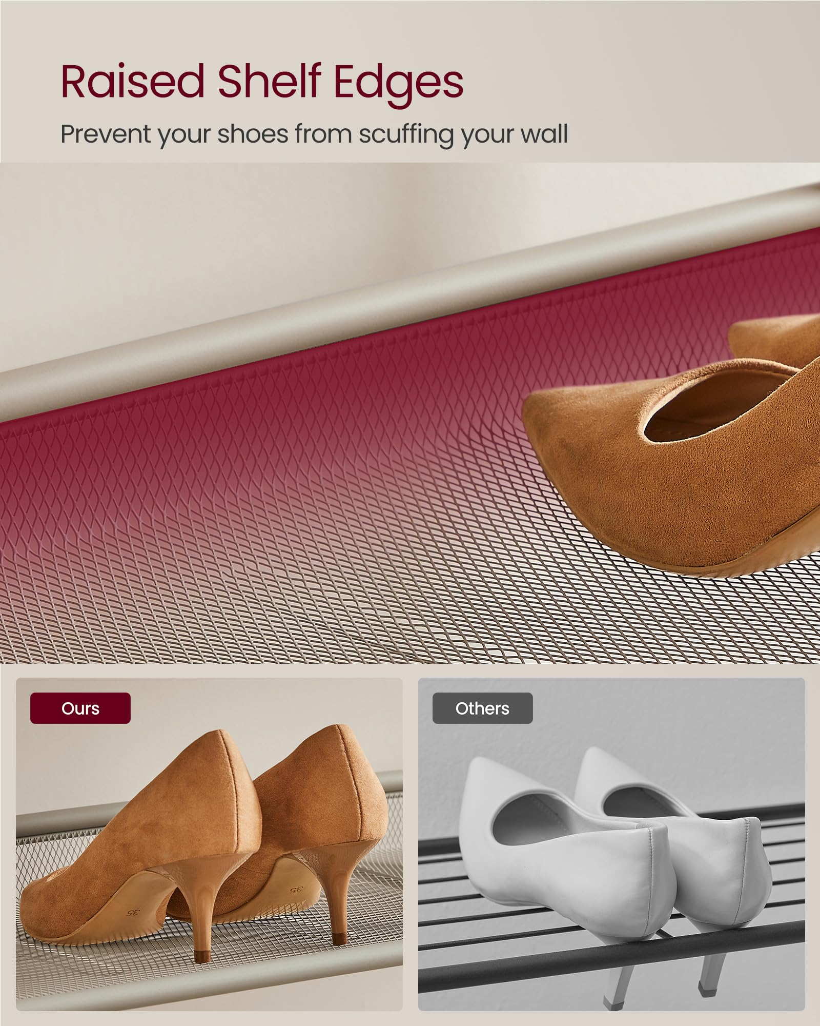 VASAGLE top capacity demo shows the 60 lb surface for bags or decor.