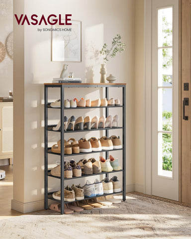 VASAGLE shoe rack top storage capacity demonstrates sturdy surface for bags and decor