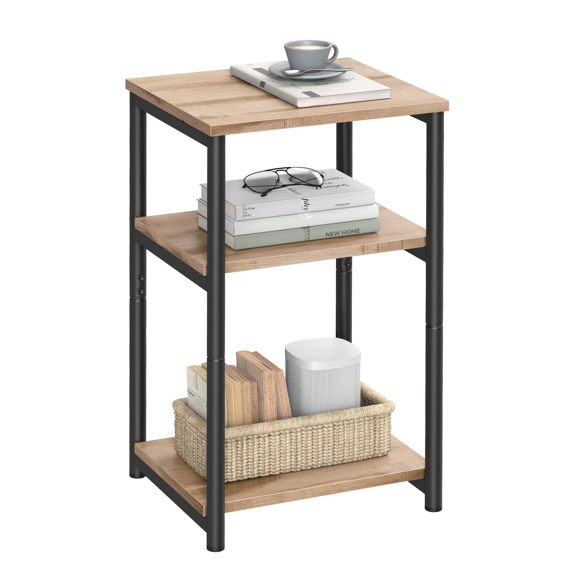 VASAGLE side table with camel brown top for compact living spaces
