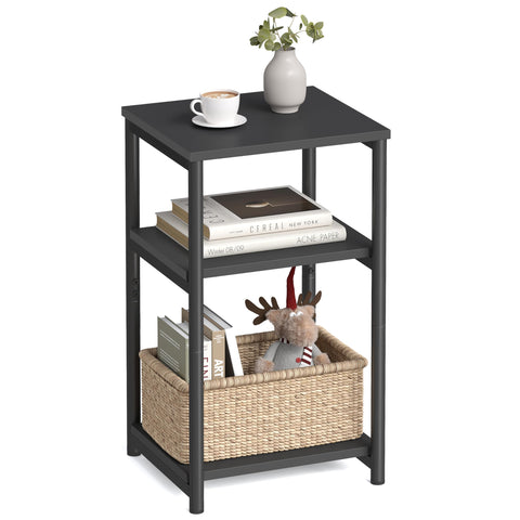 VASAGLE side table top display in industrial black, ideal for small spaces.