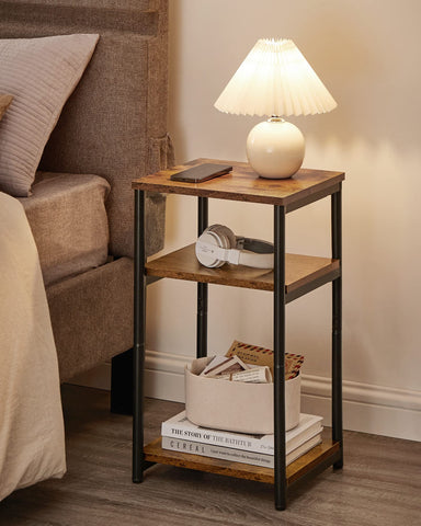 VASAGLE side table with three tiers and steel frame offers stable daily use