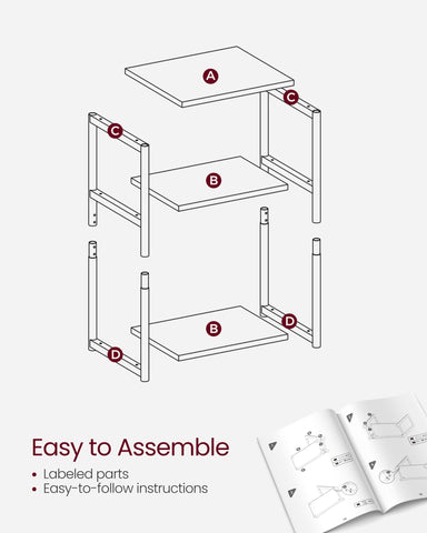 VASAGLE ULET273B68 adjustable feet stabilize on uneven floors