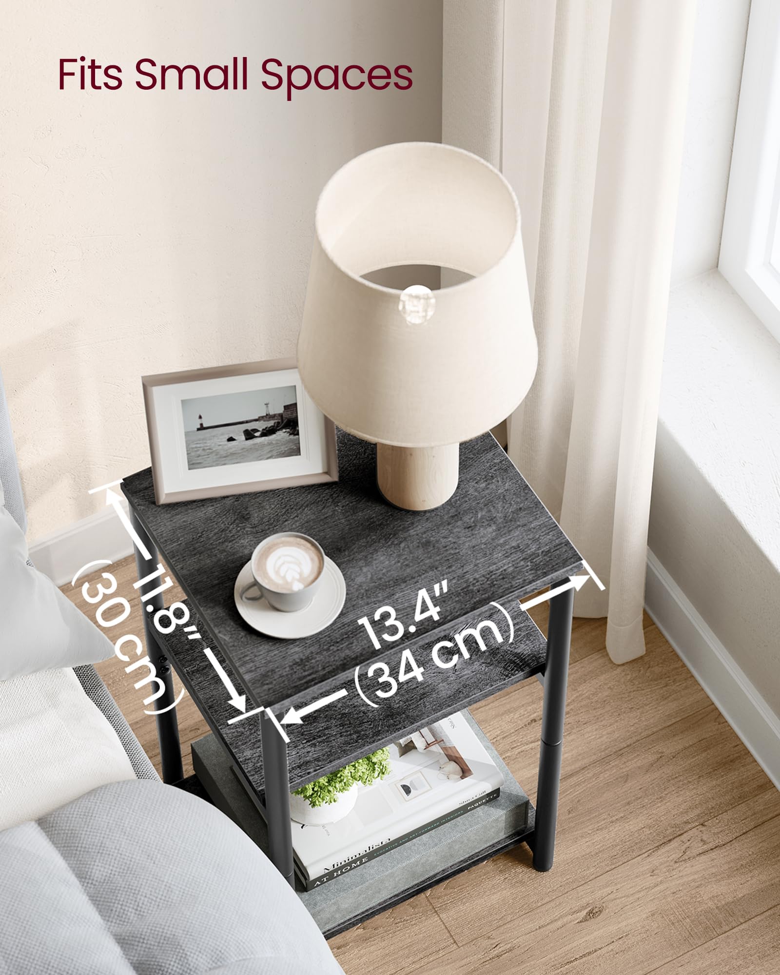 VASAGLE ULET273B68 misty gray finish with black accents adds industrial style