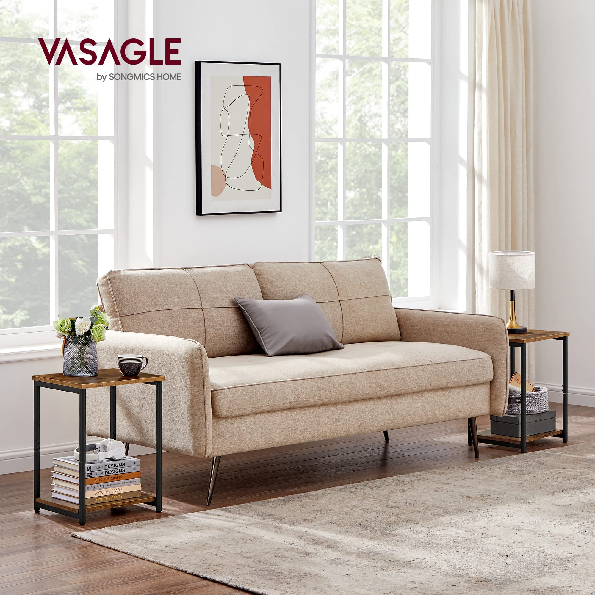 VASAGLE bottom shelf offers extra storage for books and decor.