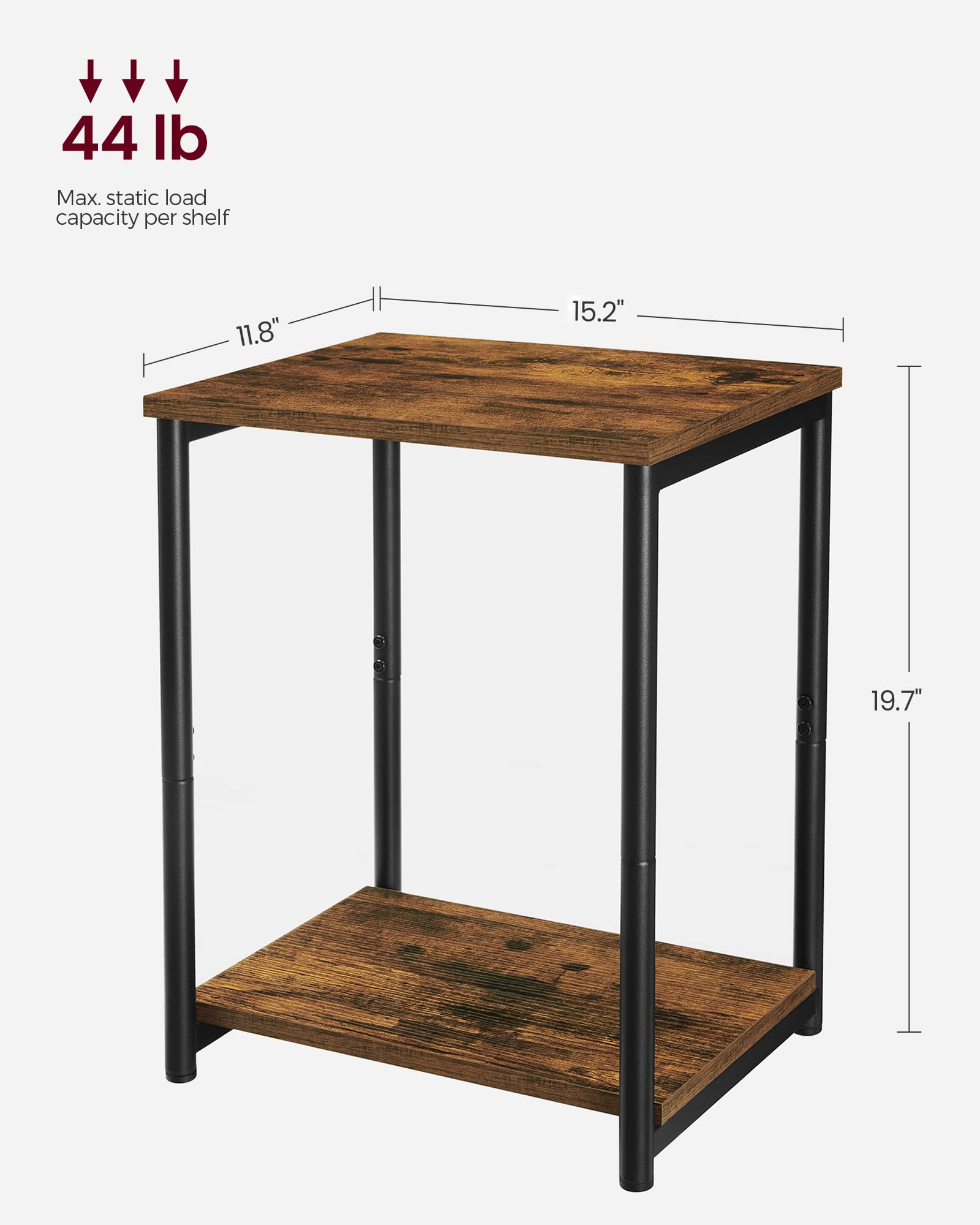 VASAGLE two-pack end tables fit beside a sofa or bed.