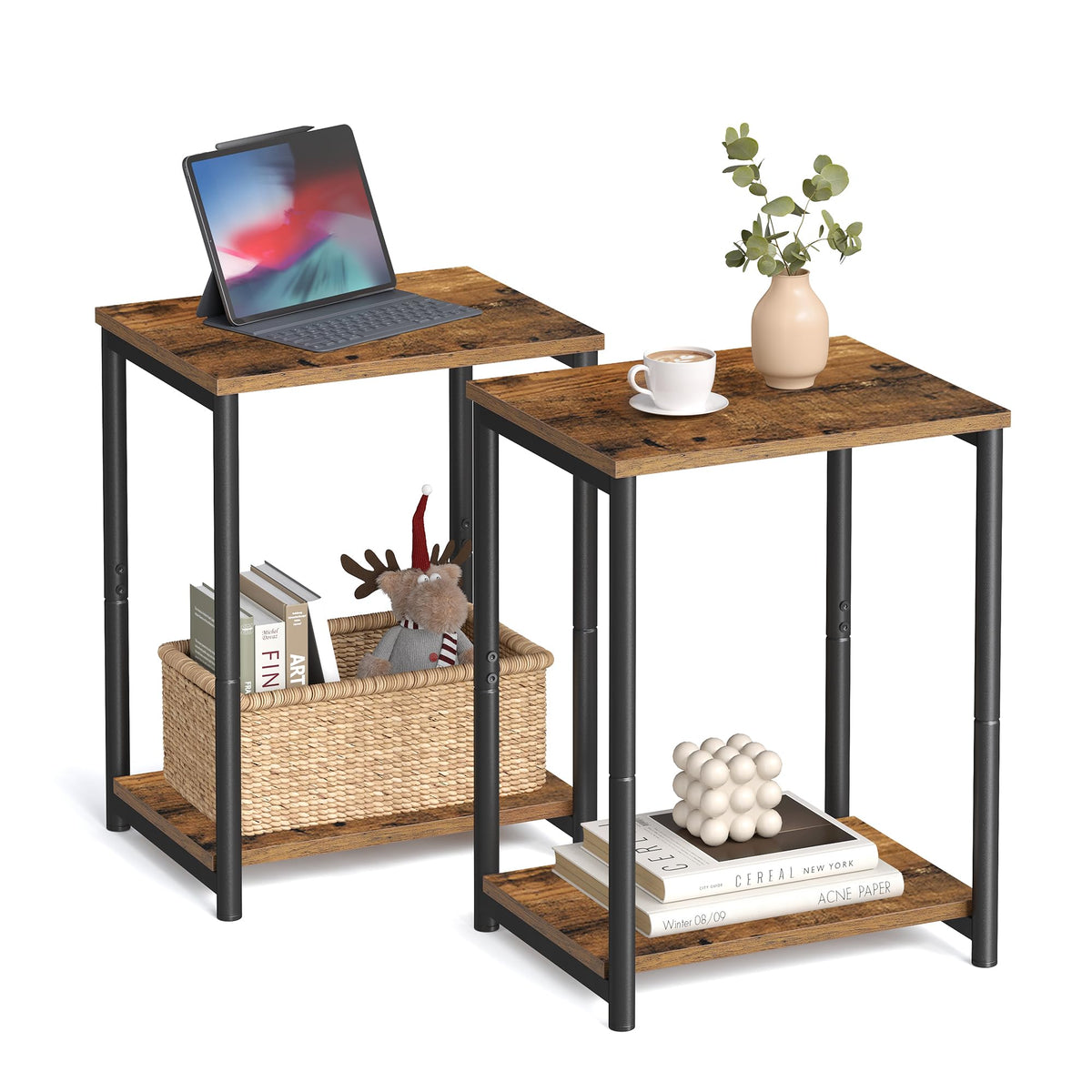 VASAGLE rustic brown top with black frame creates a stylish focal point in your living room.