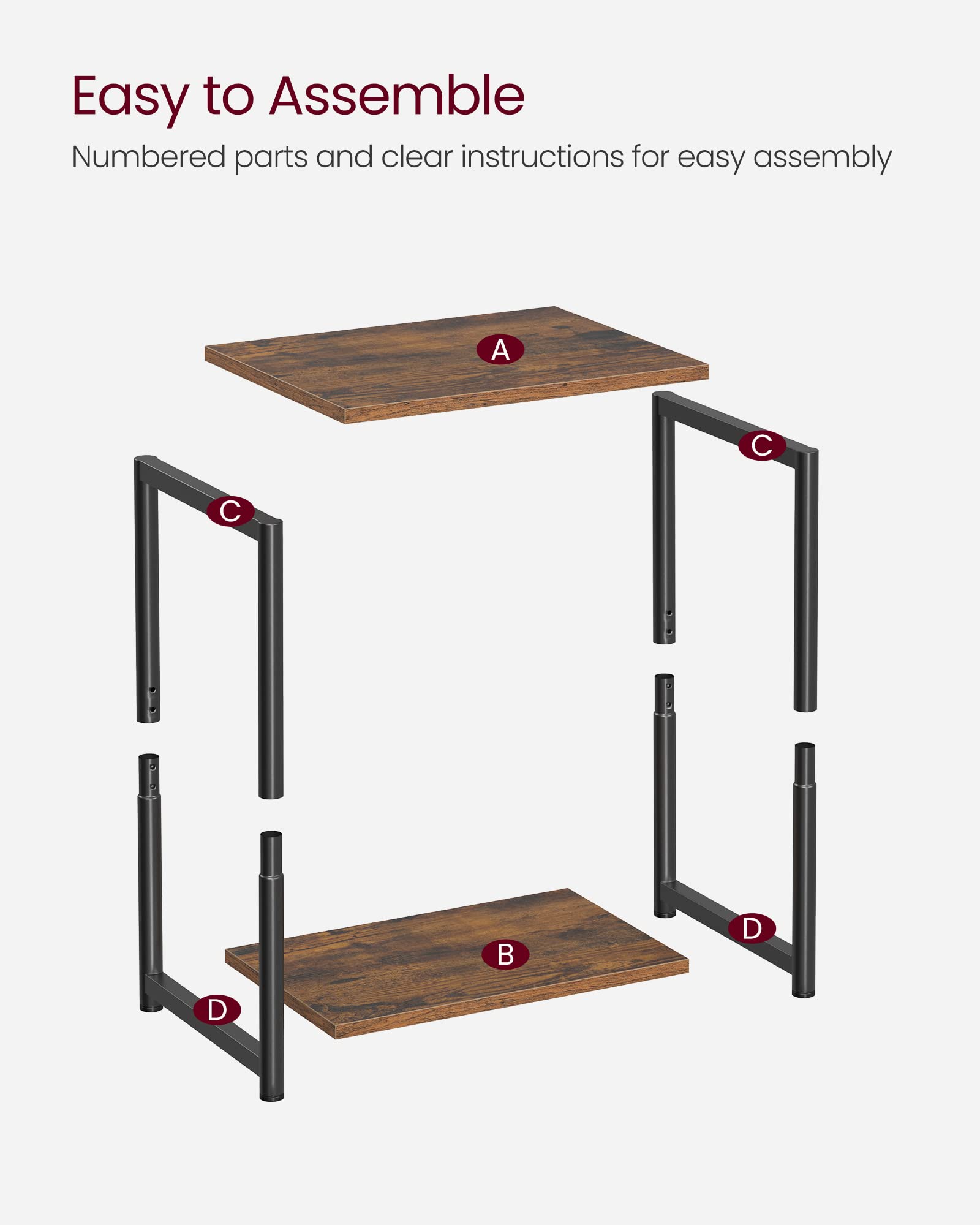 VASAGLE multiuse surfaces support drinks, plants, lamps, and remotes.