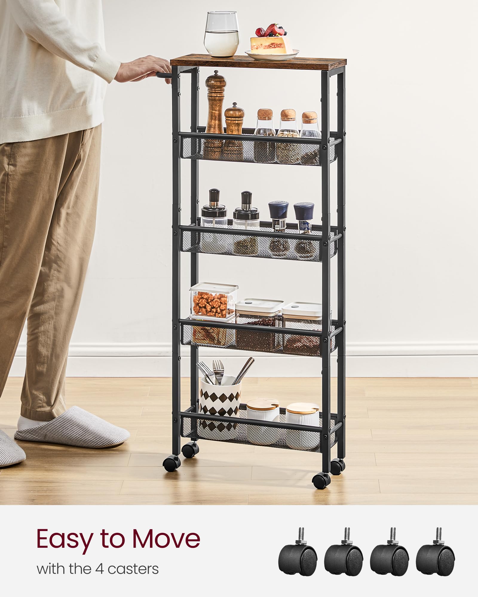 VASAGLE four 360-degree casters enable smooth, flexible movement.