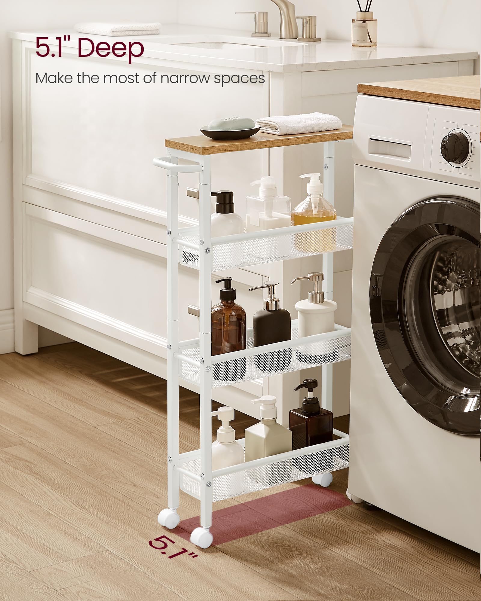 VASAGLE 4-tier storage layout with baskets for coffee beans and snacks