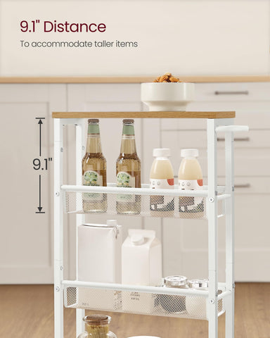VASAGLE slim rolling cart assembly with numbered parts