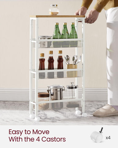 VASAGLE oak beige and classic white finish adds versatile style