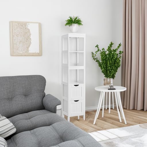 VASAGLE slimline storage unit maximizes tight corners without crowding rooms.