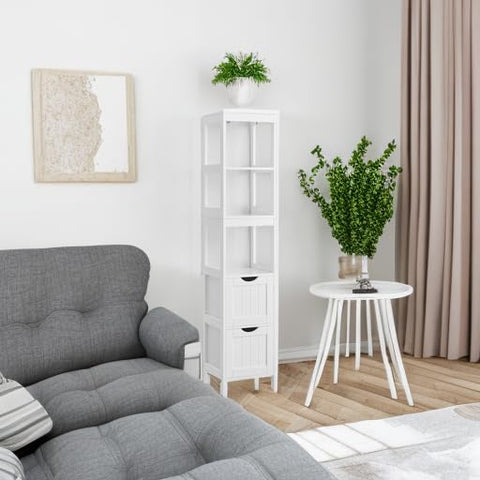 VASAGLE slimline storage unit maximizes tight corners without crowding rooms.
