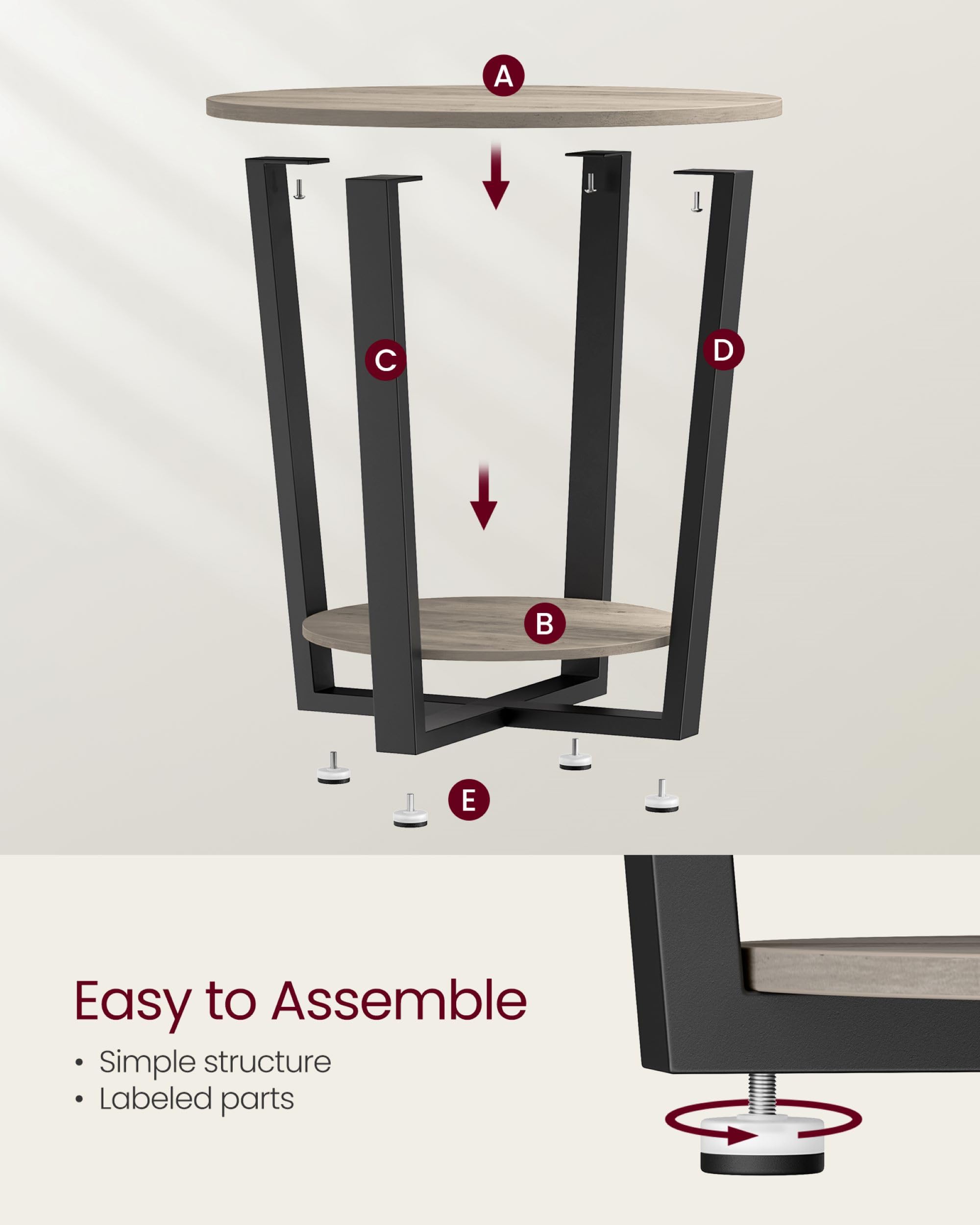 VASAGLE small-space nightstand blends with any decor.