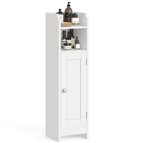VASAGLE UBBC310W01 corner cabinet with door for compact bathroom storage, great for tight spaces.